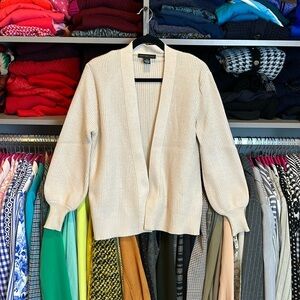 Joan Vass beige long sleeve open front cardigan size XS